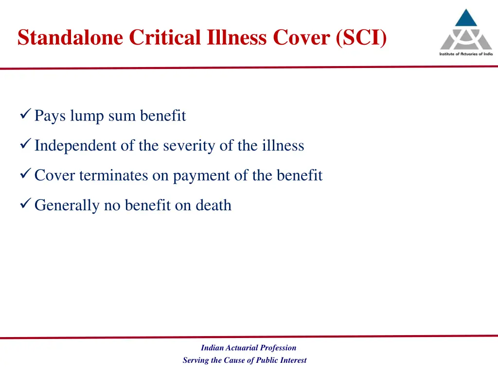 standalone critical illness cover sci