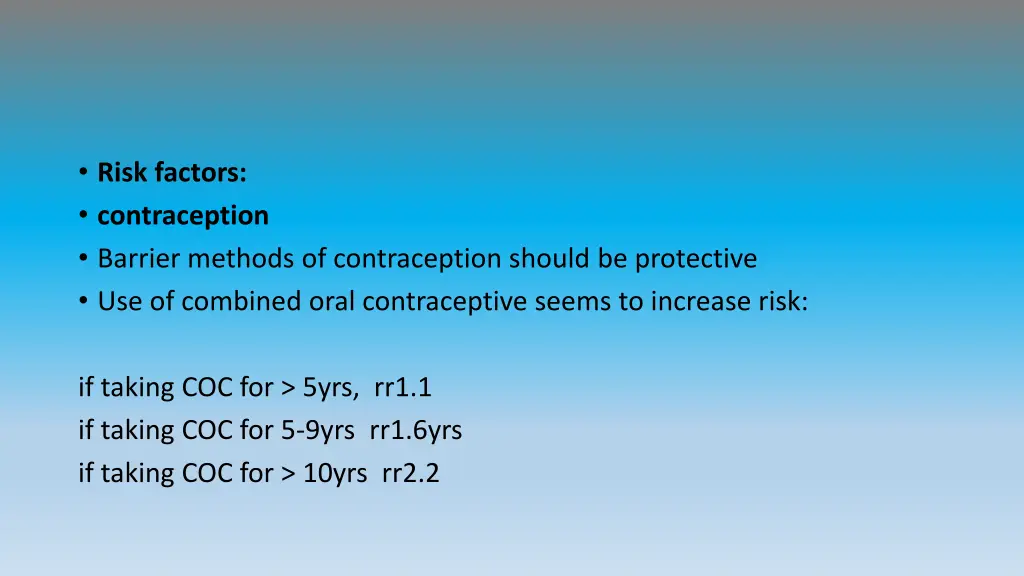 risk factors contraception barrier methods