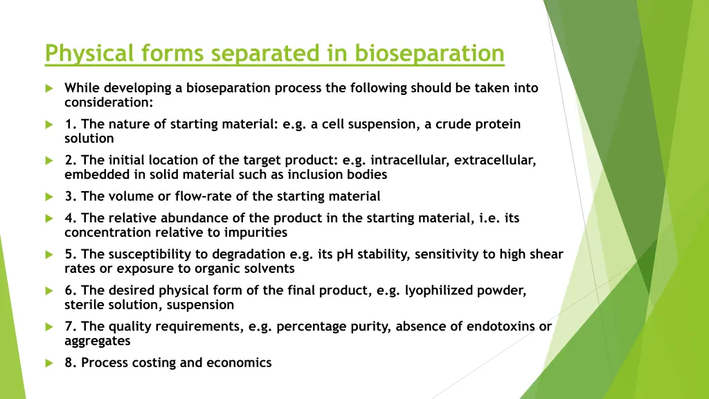 physical forms separated in bioseparation 5