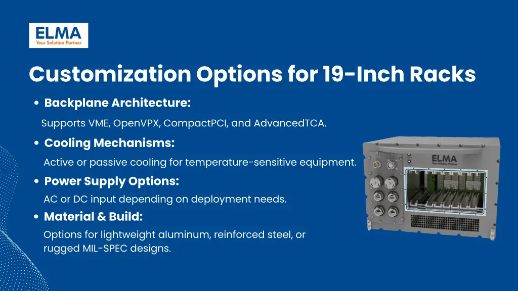 customization options for 19 inch racks backplane