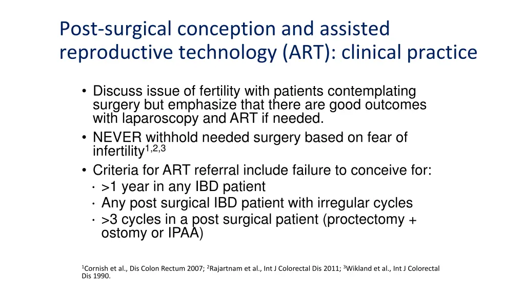 post surgical conception and assisted