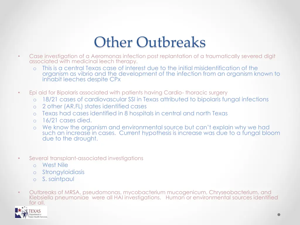 other outbreaks