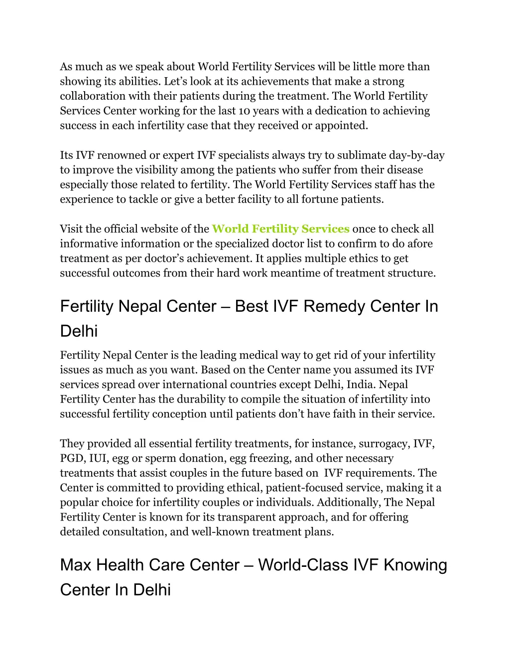 as much as we speak about world fertility