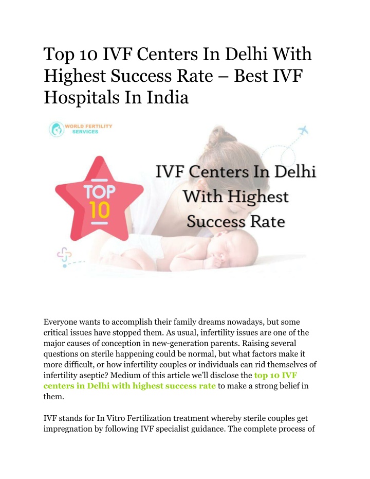 top 10 ivf centers in delhi with highest success