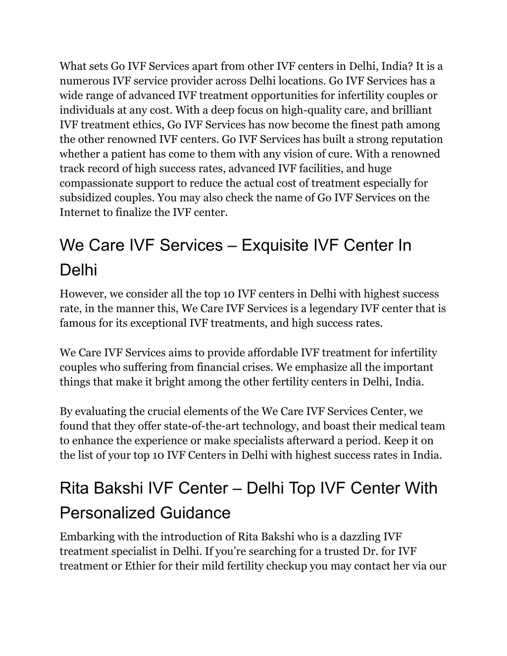 what sets go ivf services apart from other