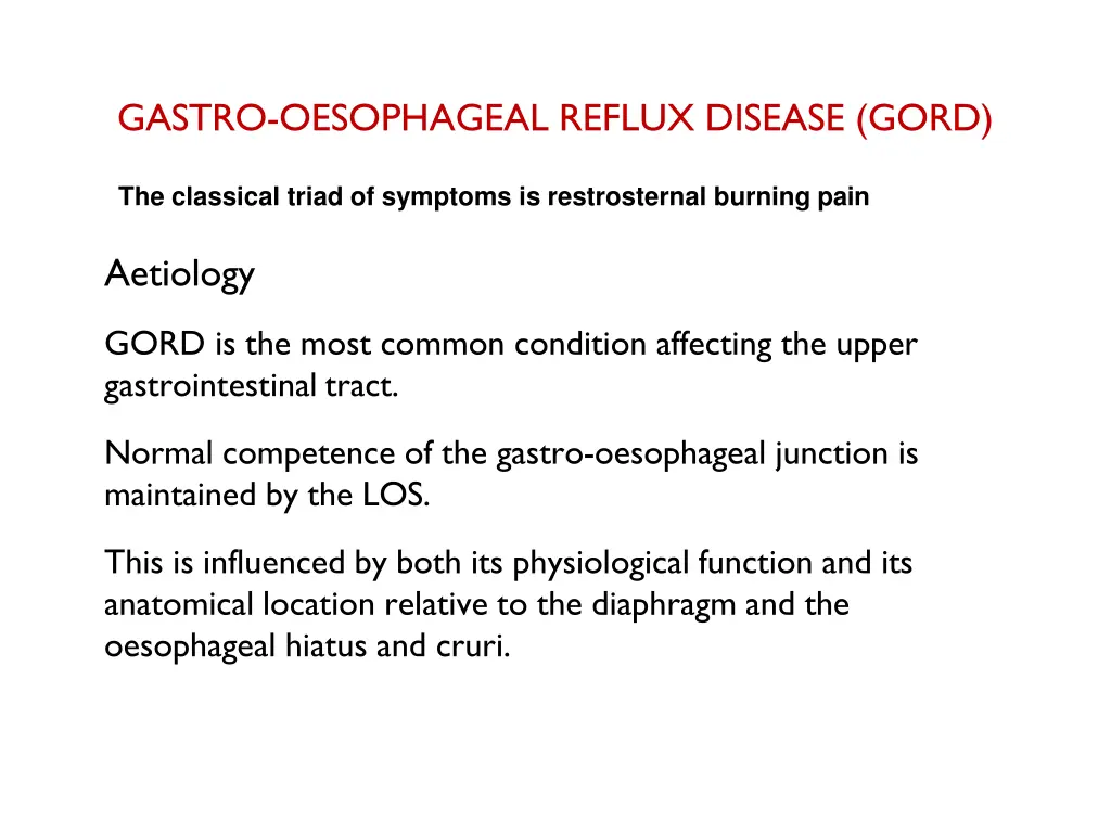 gastro oesophageal reflux disease gord