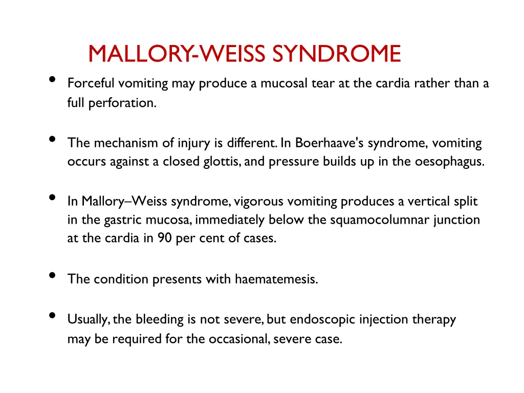 mallory weiss syndrome forceful vomiting