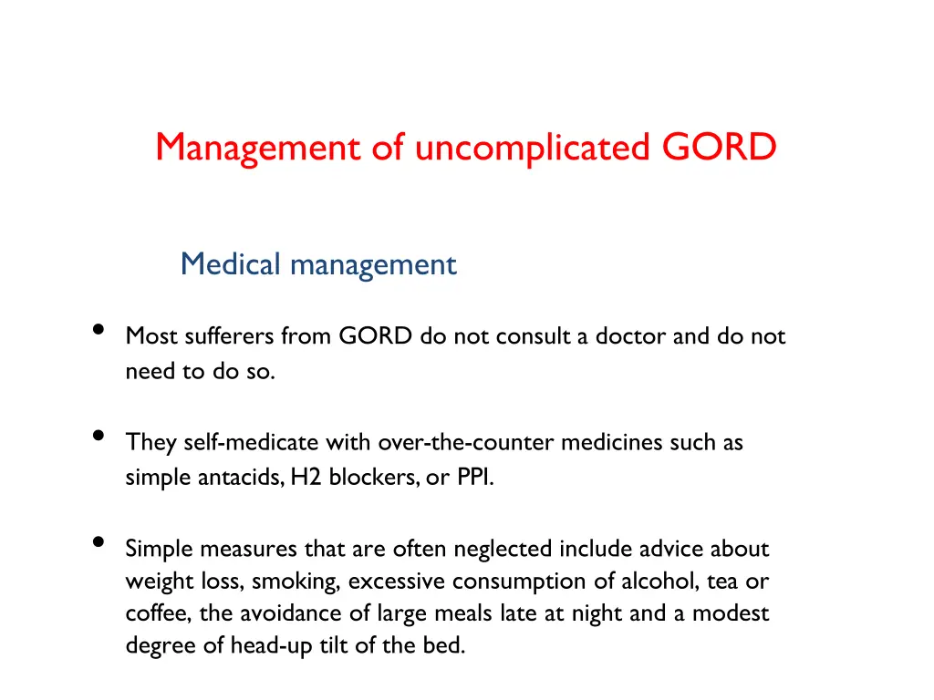 management of uncomplicated gord