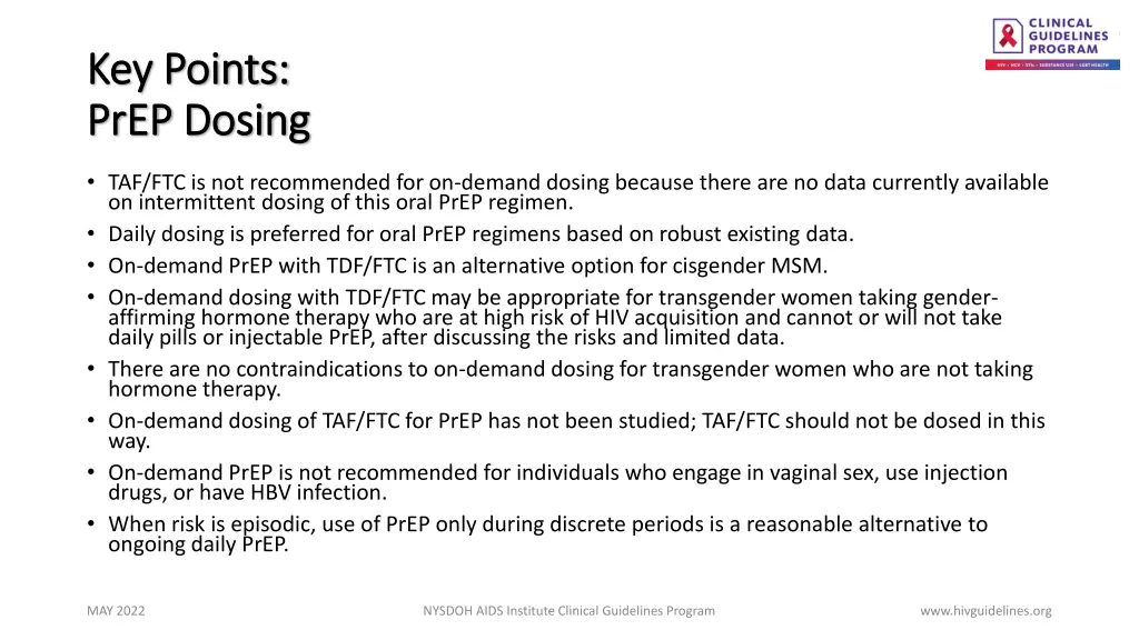 key points key points prep prep dosing dosing