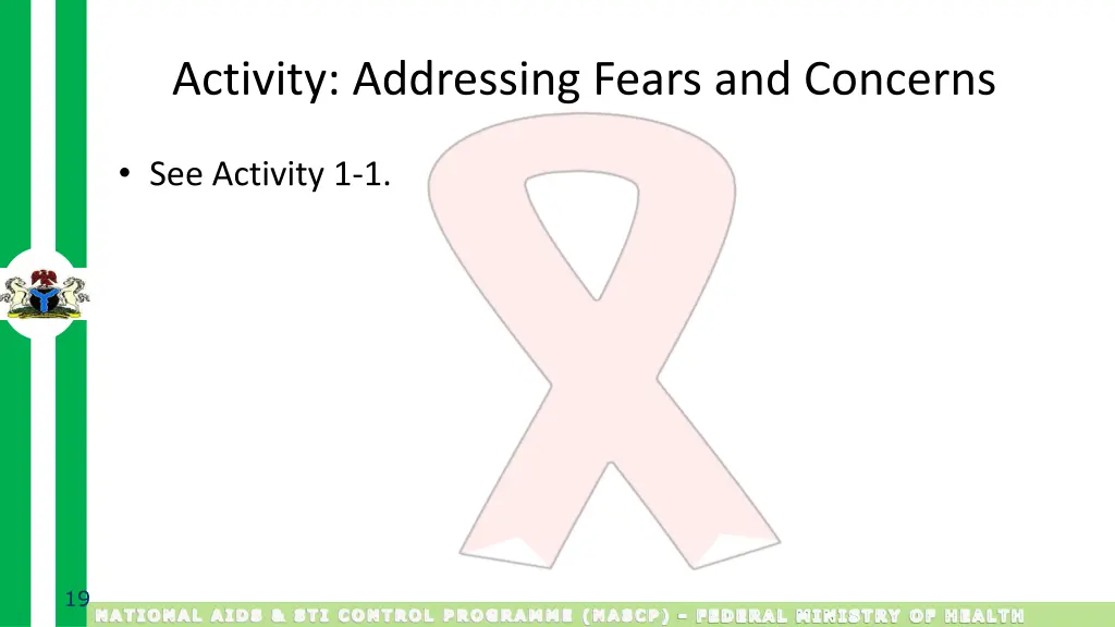 activity addressing fears and concerns