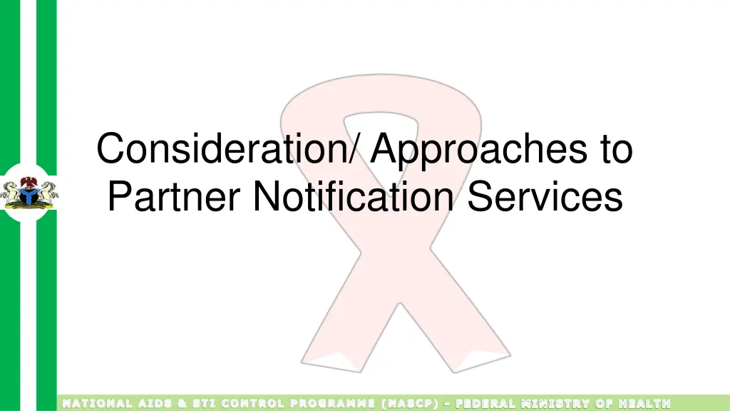 consideration approaches to partner notification