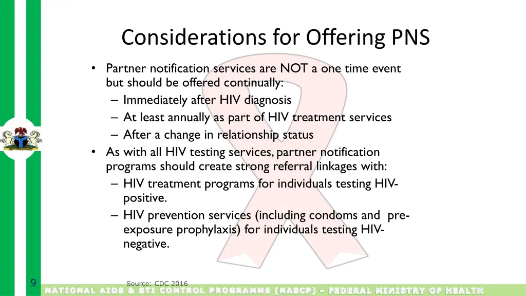considerations for offering pns