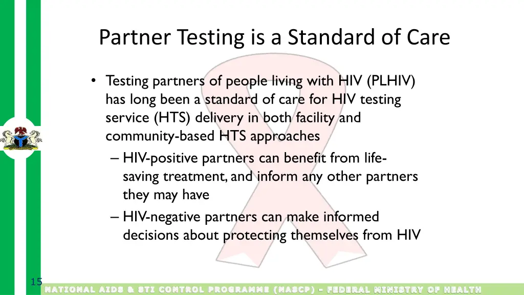 partner testing is a standard of care