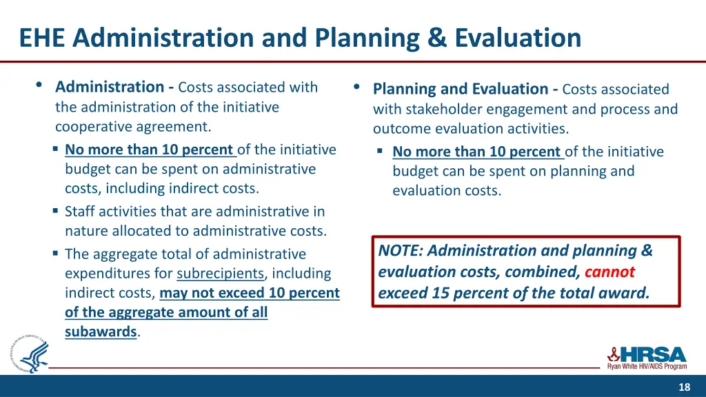 ehe administration and planning evaluation
