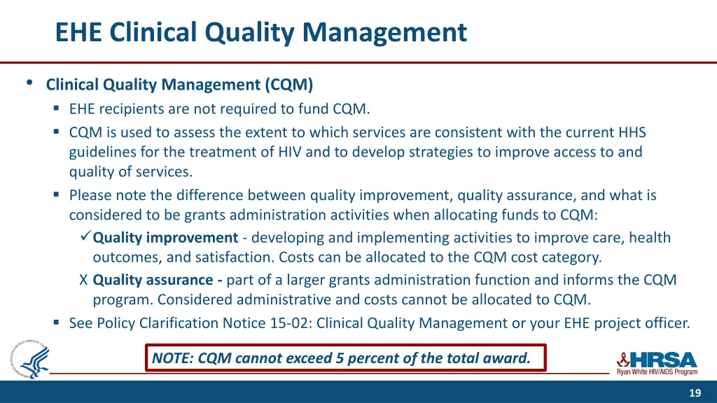 ehe clinical quality management