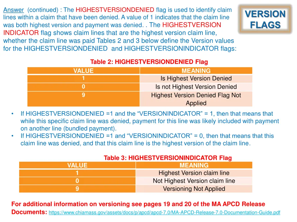 answer continued the highestversiondenied flag