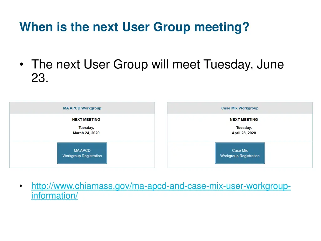 when is the next user group meeting