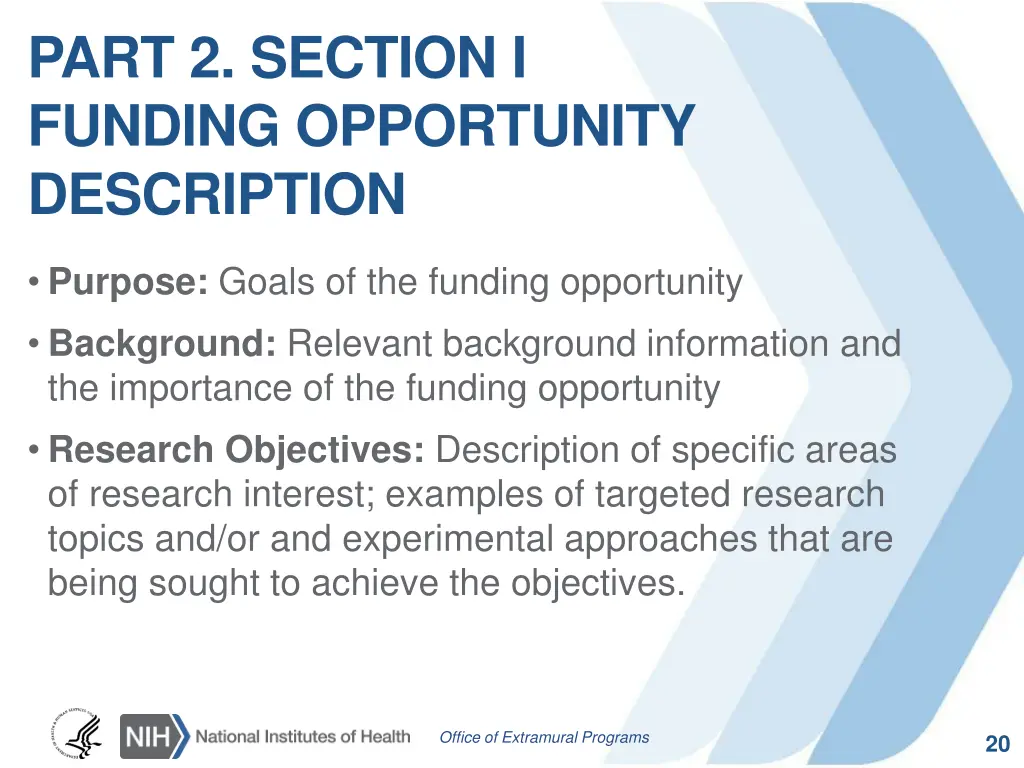 part 2 section i funding opportunity description