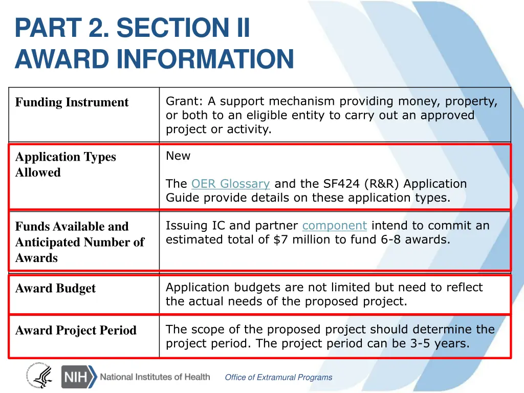 part 2 section ii award information 1