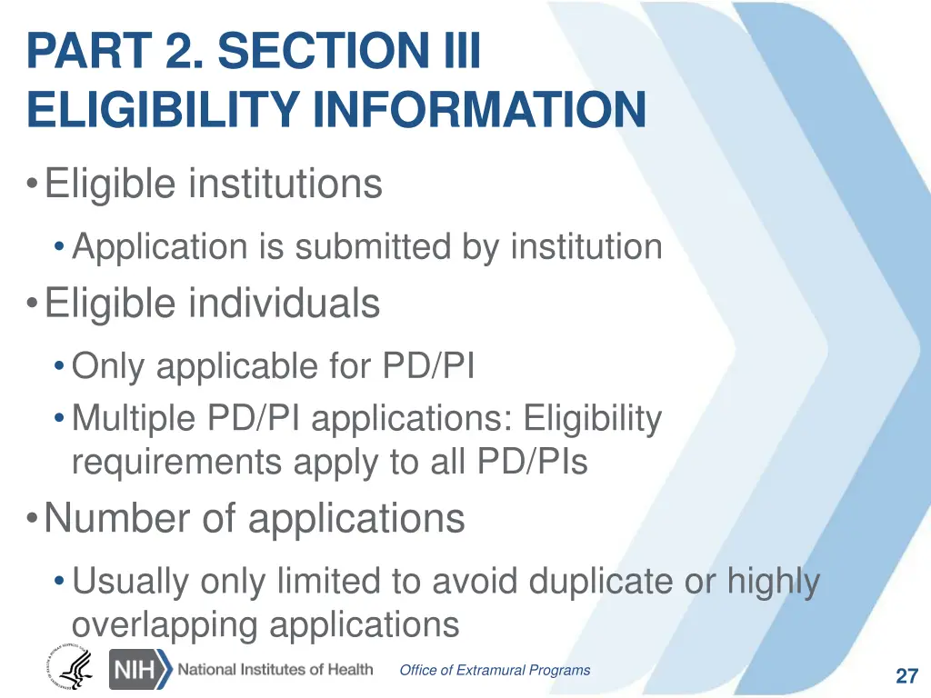 part 2 section iii eligibility information