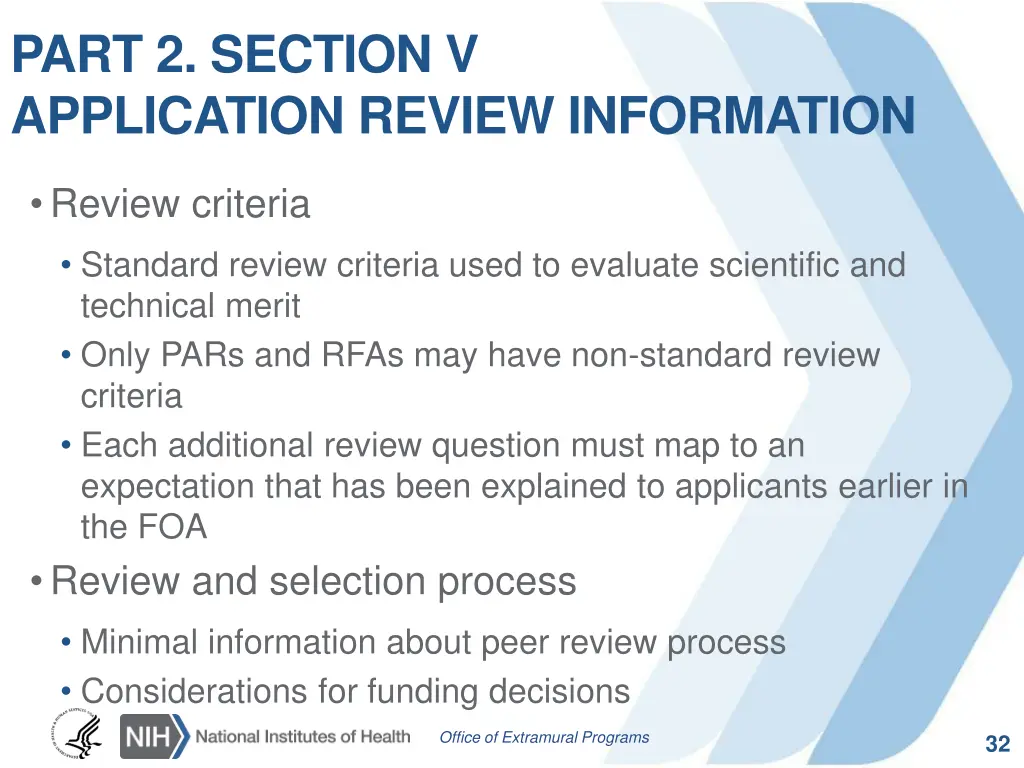 part 2 section v application review information