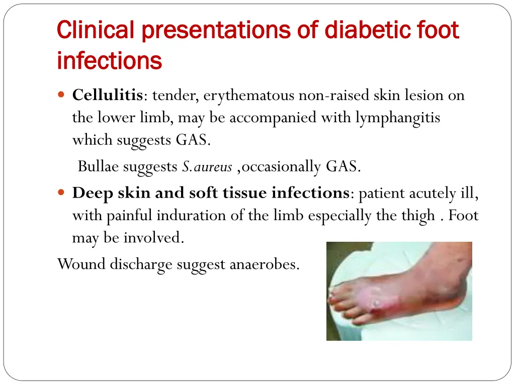 clinical presentations of diabetic foot clinical