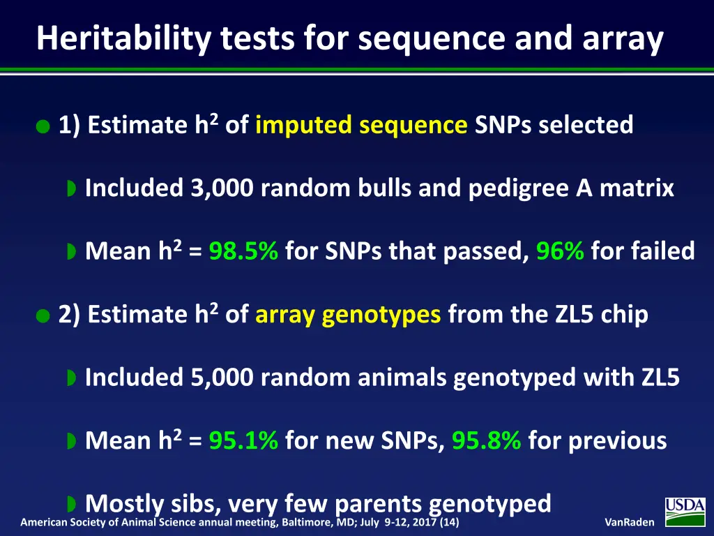 heritability tests for sequence and array