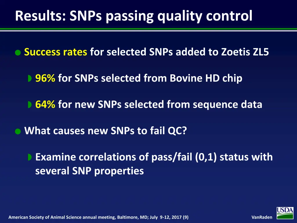 results snps passing quality control
