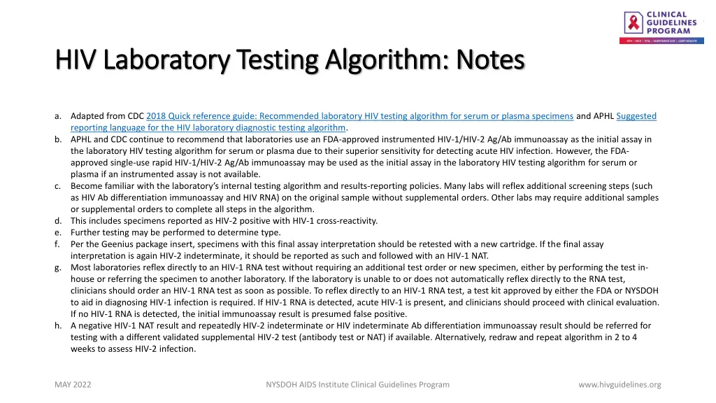 hiv laboratory testing algorithm notes
