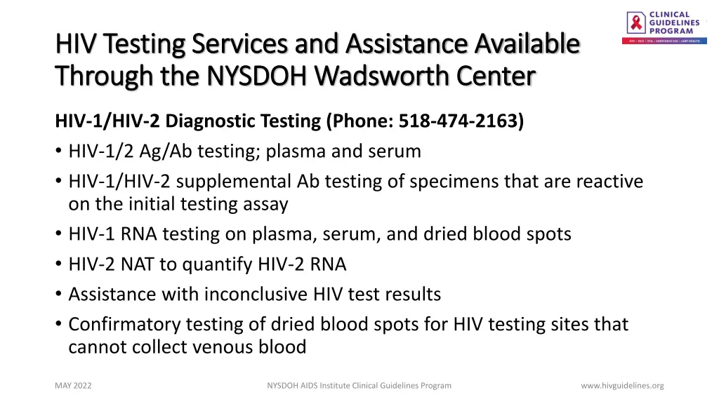 hiv testing services and assistance available