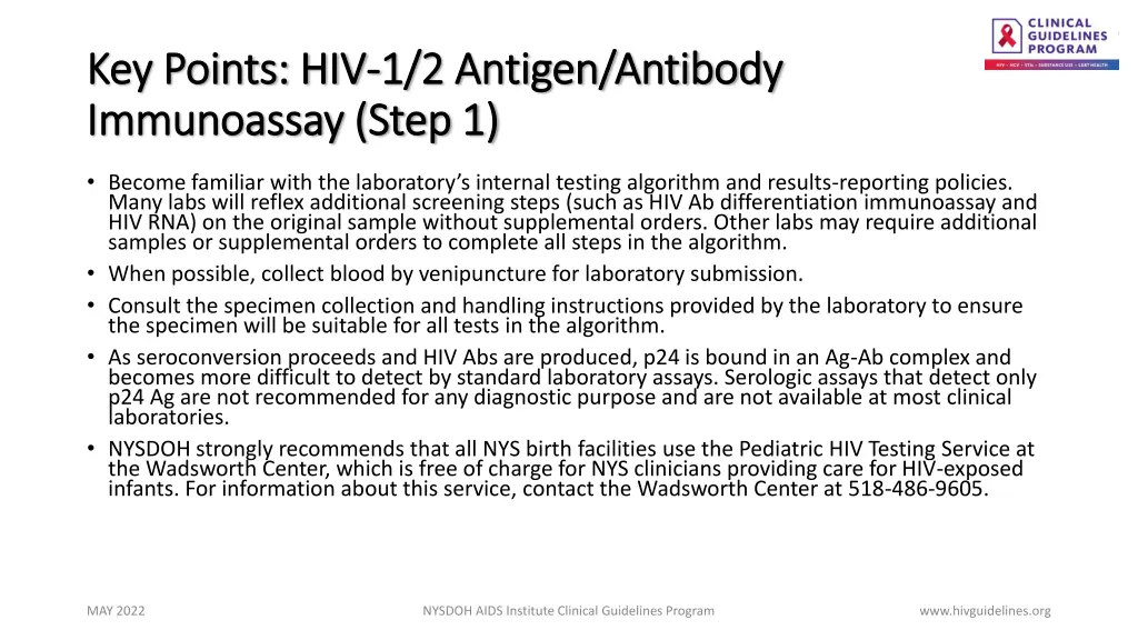 key points hiv key points hiv 1 2 antigen