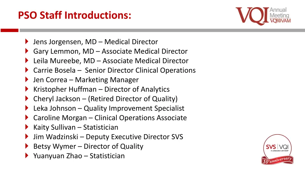 pso staff introductions