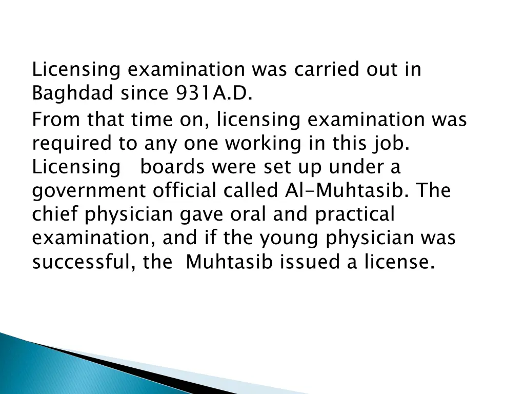 licensing examination was carried out in baghdad