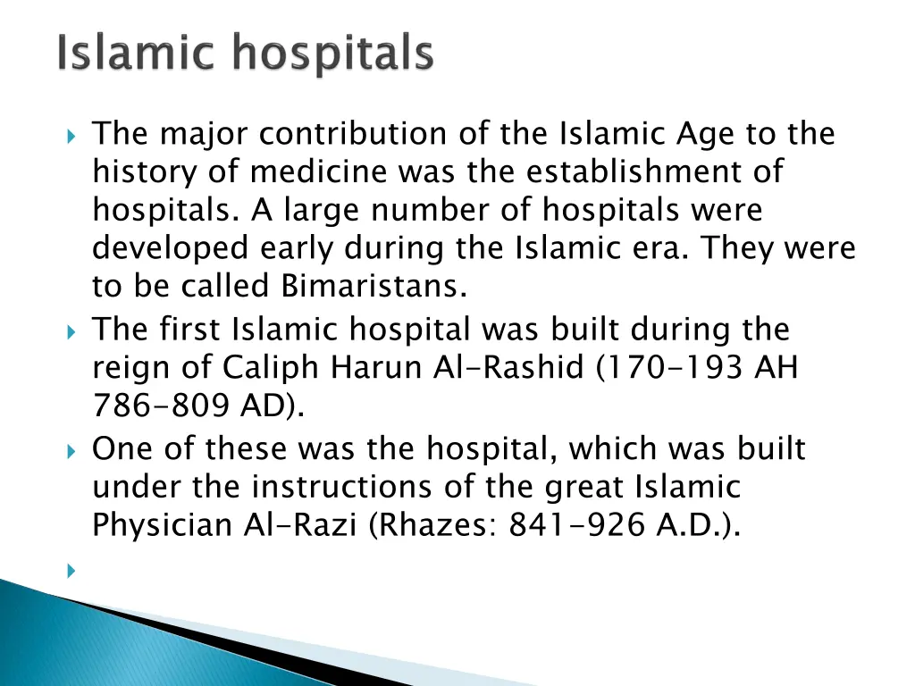the major contribution of the islamic