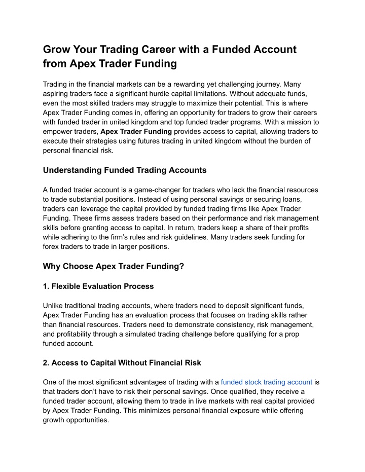 grow your trading career with a funded account