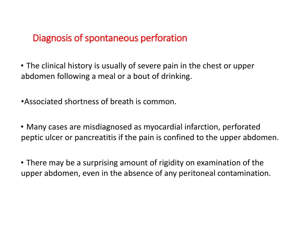 diagnosis of spontaneous perforation diagnosis