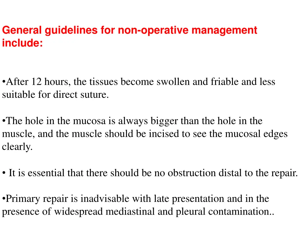 general guidelines for non operative management 2