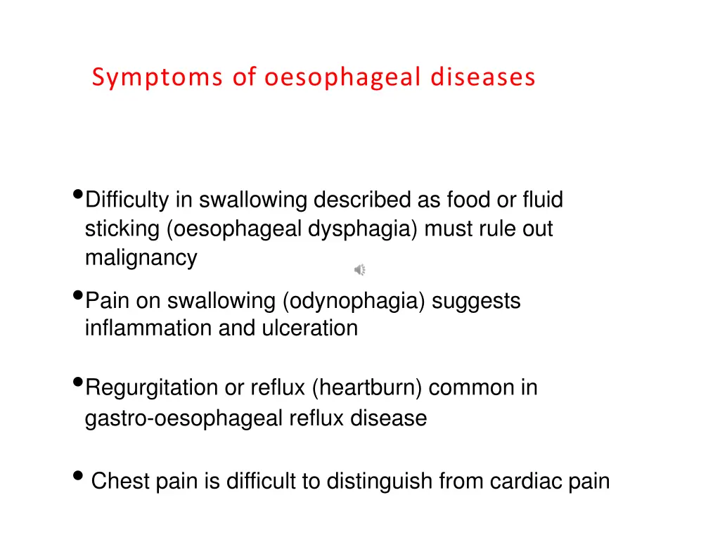 symptoms of oesophageal diseases