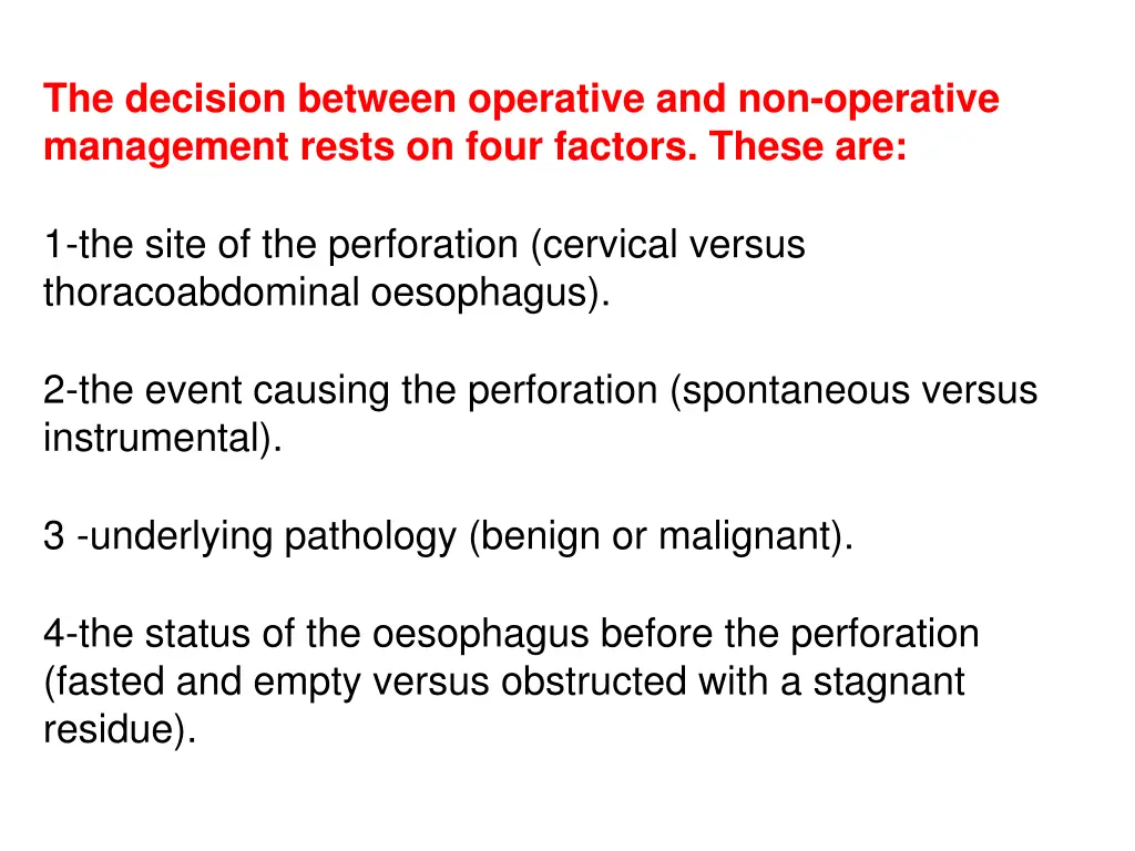 the decision between operative and non operative