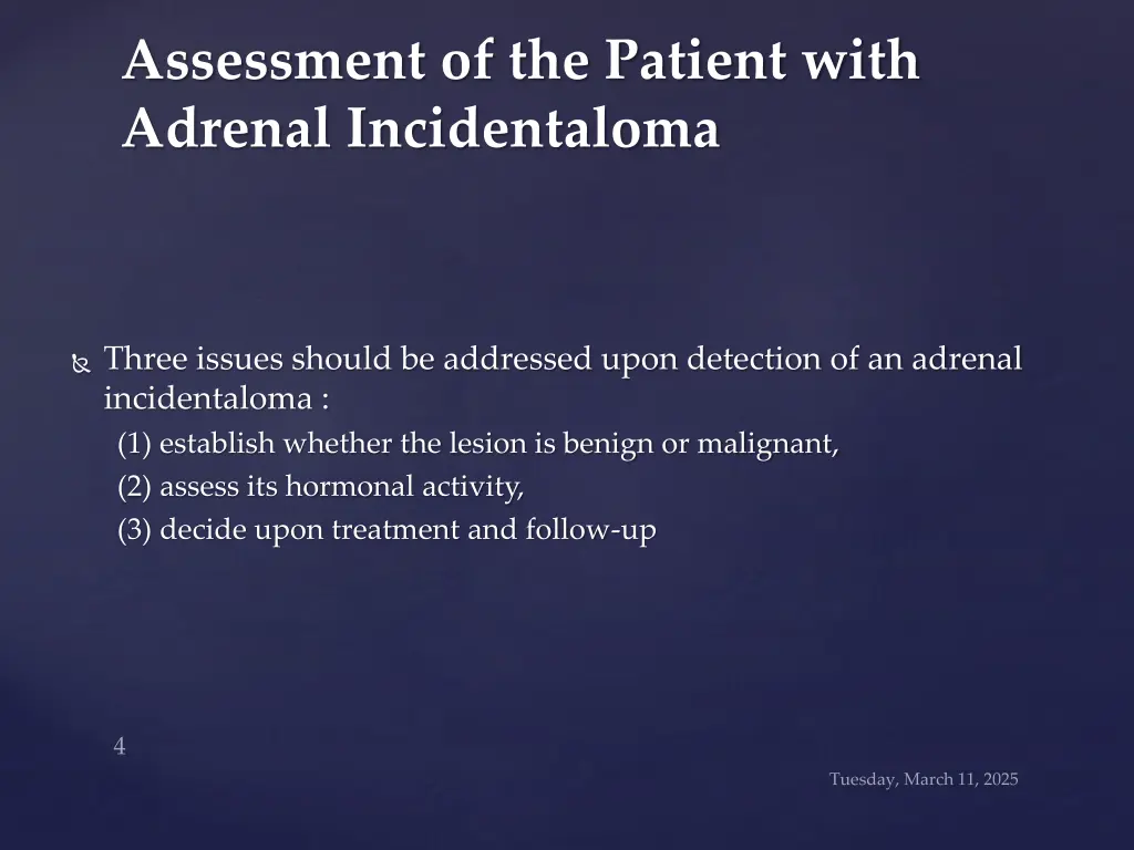 assessment of the patient with adrenal