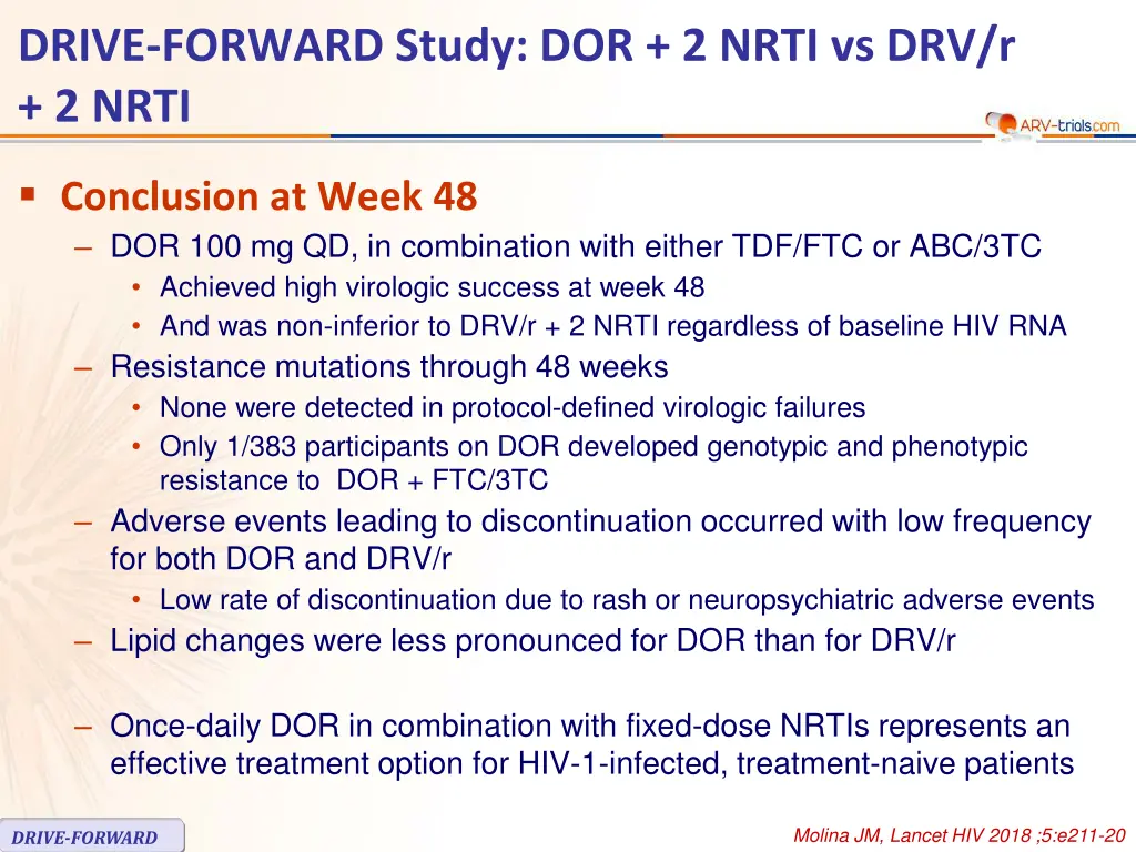 drive forward study dor 2 nrti vs drv r 2 nrti 3