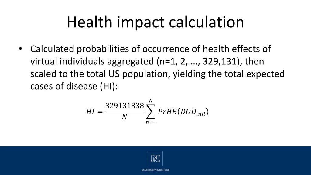 health impact calculation