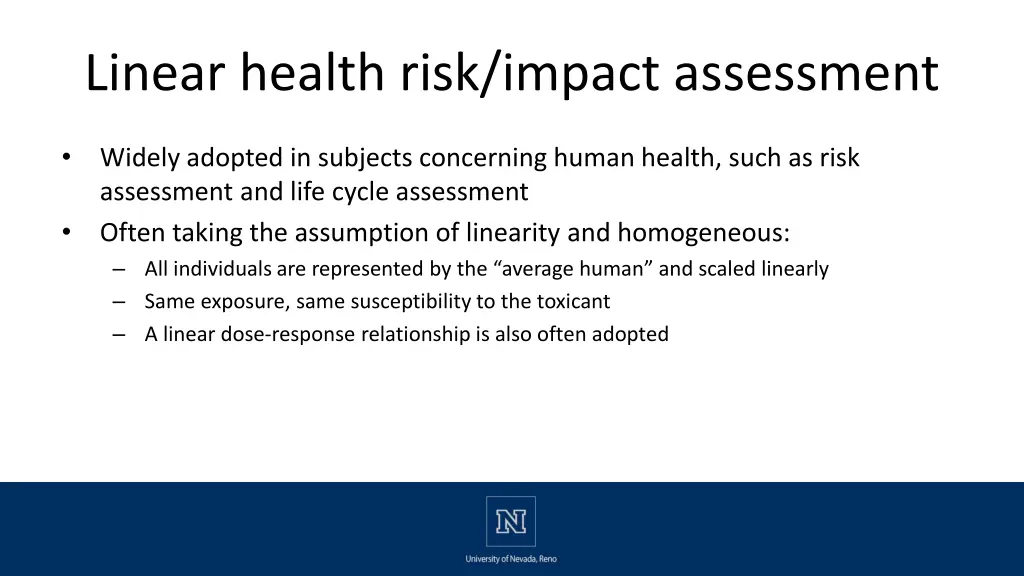linear health risk impact assessment