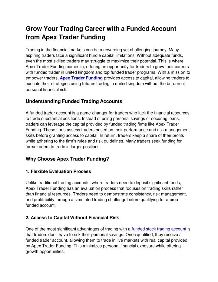 grow your trading career with a funded account