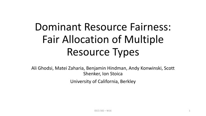 dominant resource fairness fair allocation