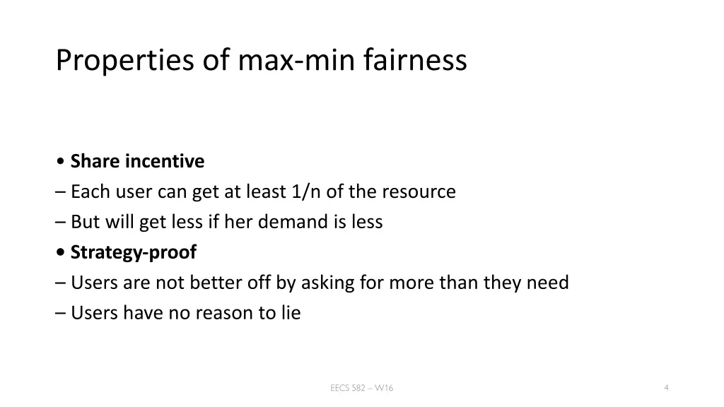properties of max min fairness
