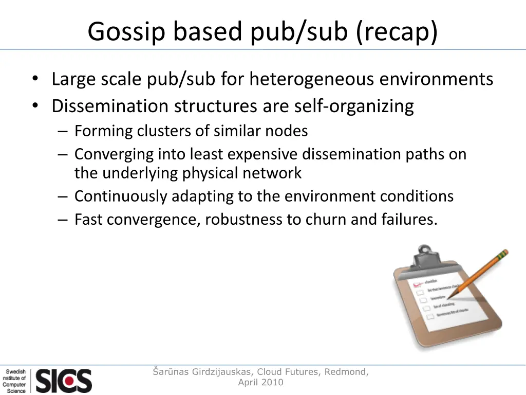 gossip based pub sub recap