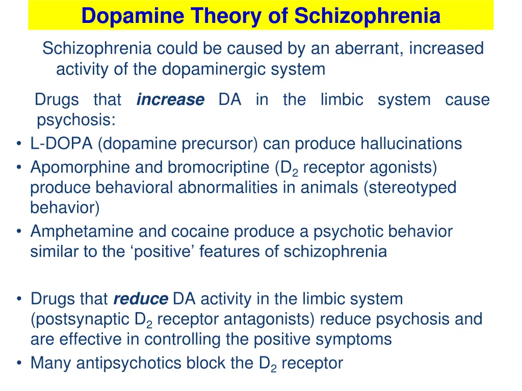 dopamine theory of schizophrenia