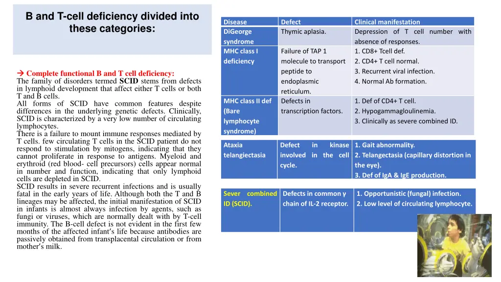 b and t cell deficiency divided into these