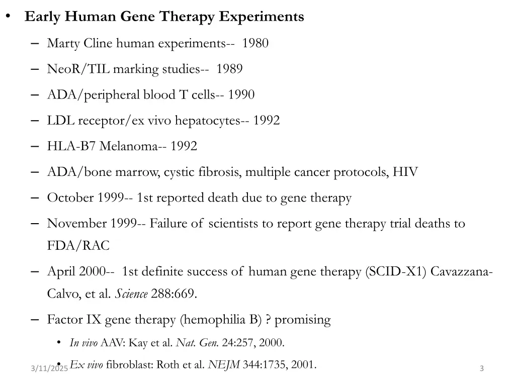 early human gene therapy experiments